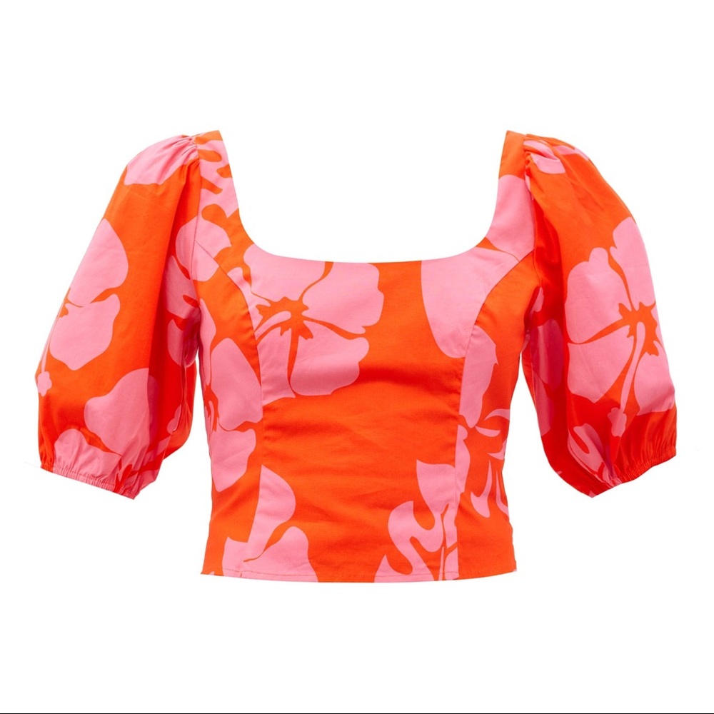 STAUD Papaya & Hibiscus Top